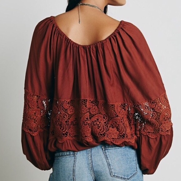 Free People Gotta Love It Charcoal Peasant Top - Picture 6 of 6